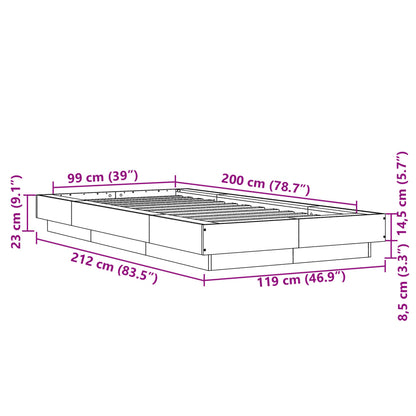 Bed Frame without Mattress Brown Oak 100x200 cm