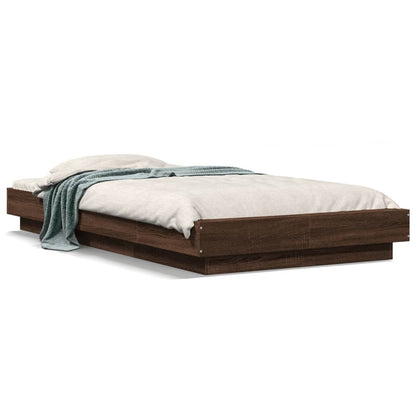 Bed Frame without Mattress Brown Oak 90x200 cm