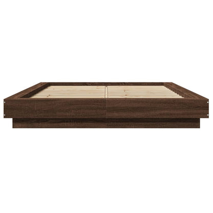 Bed Frame without Mattress Brown Oak 140x190 cm