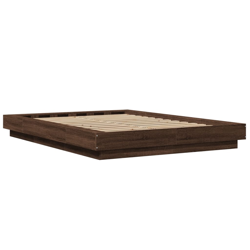 Bed Frame without Mattress Brown Oak 140x190 cm