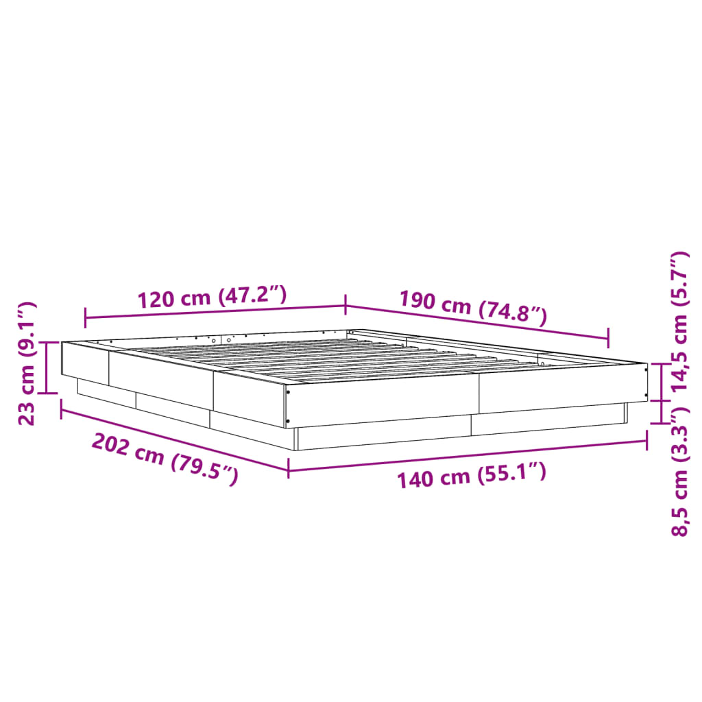 Bed Frame without Mattress White 120x190 cm Small Double