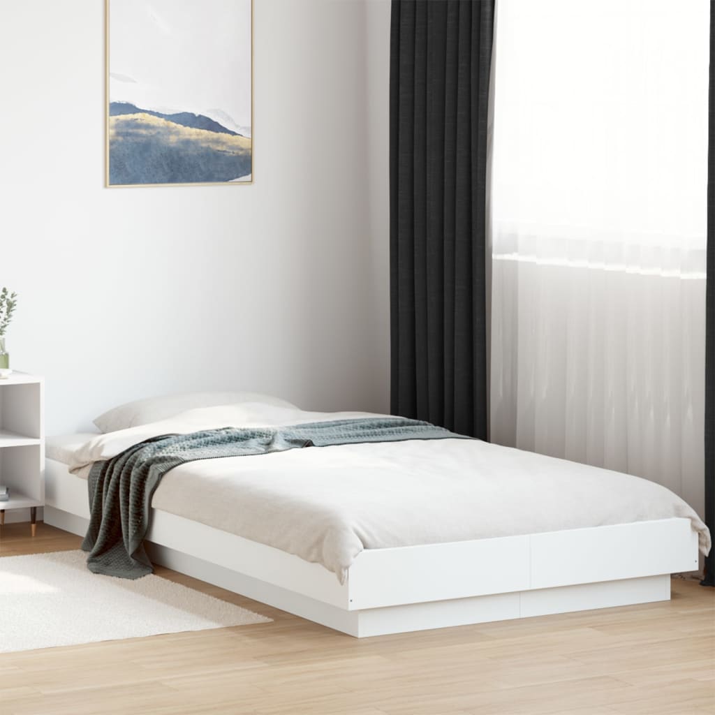 Bed Frame White 90x190 cm Single Engineered Wood