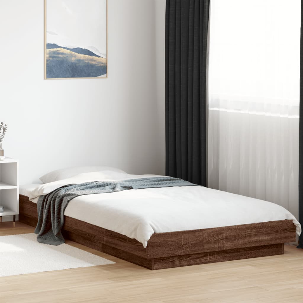 Bed Frame without Mattress Brown Oak 90x190 cm Single