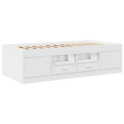 Daybed with Drawers without Mattress White 100x200 cm