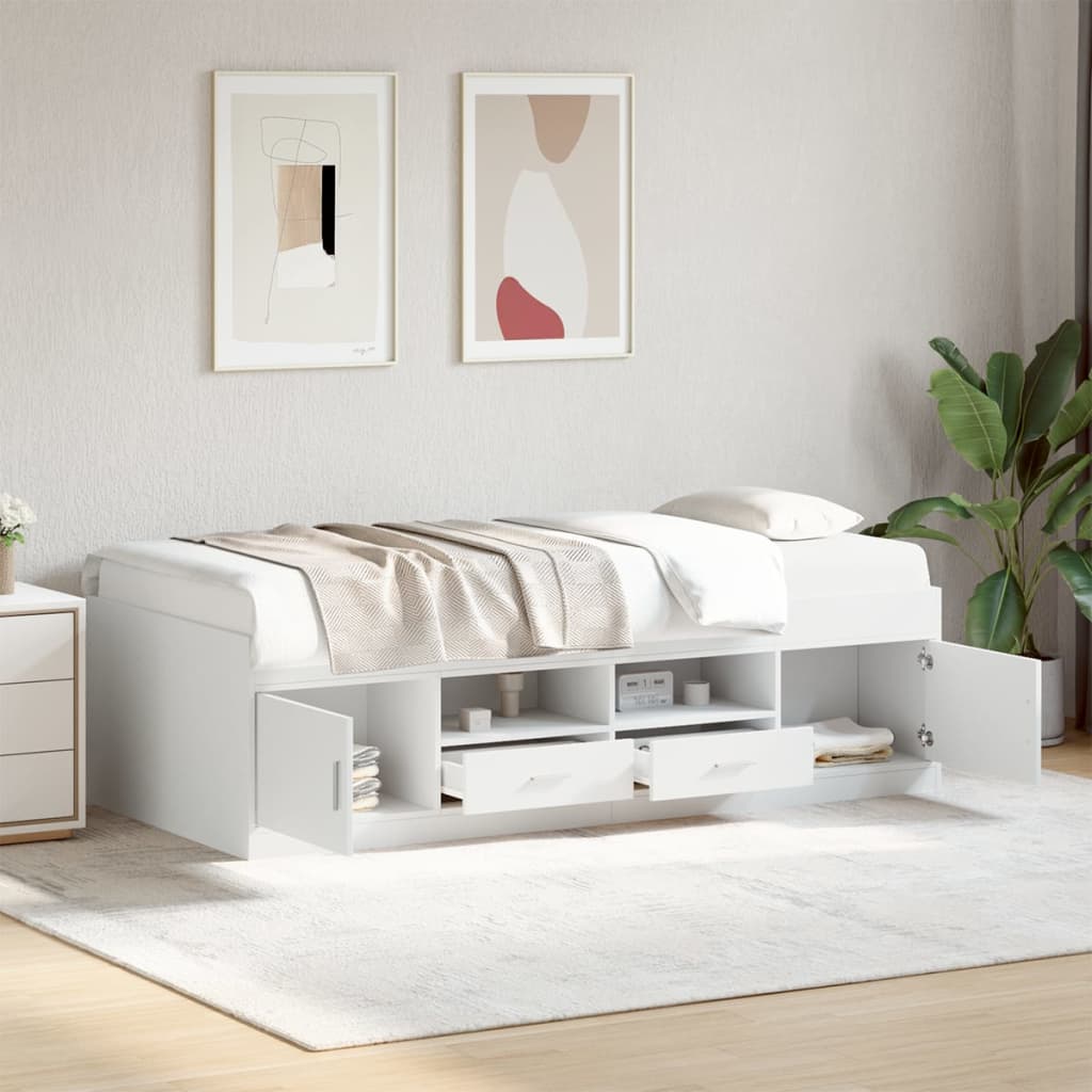 Daybed with Drawers without Mattress White 100x200 cm