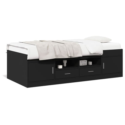 Daybed with Drawers without Mattress Black 100x200 cm