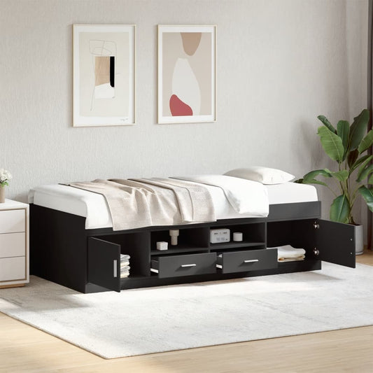 Daybed with Drawers without Mattress Black 100x200 cm