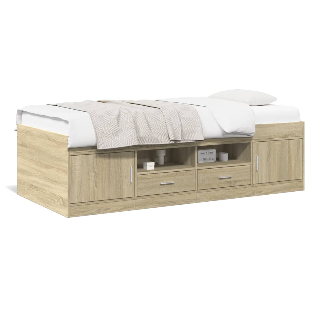 Daybed with Drawers without Mattress Sonoma Oak 100x200 cm