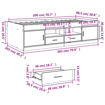 Daybed with Drawers without Mattress Sonoma Oak 100x200 cm