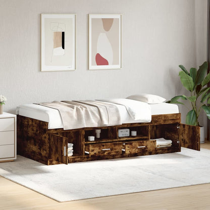 Daybed with Drawers without Mattress Smoked Oak 100x200 cm