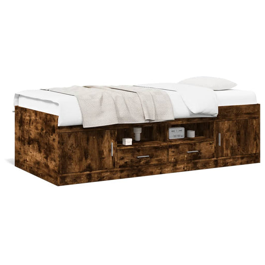 Daybed with Drawers without Mattress Smoked Oak 100x200 cm