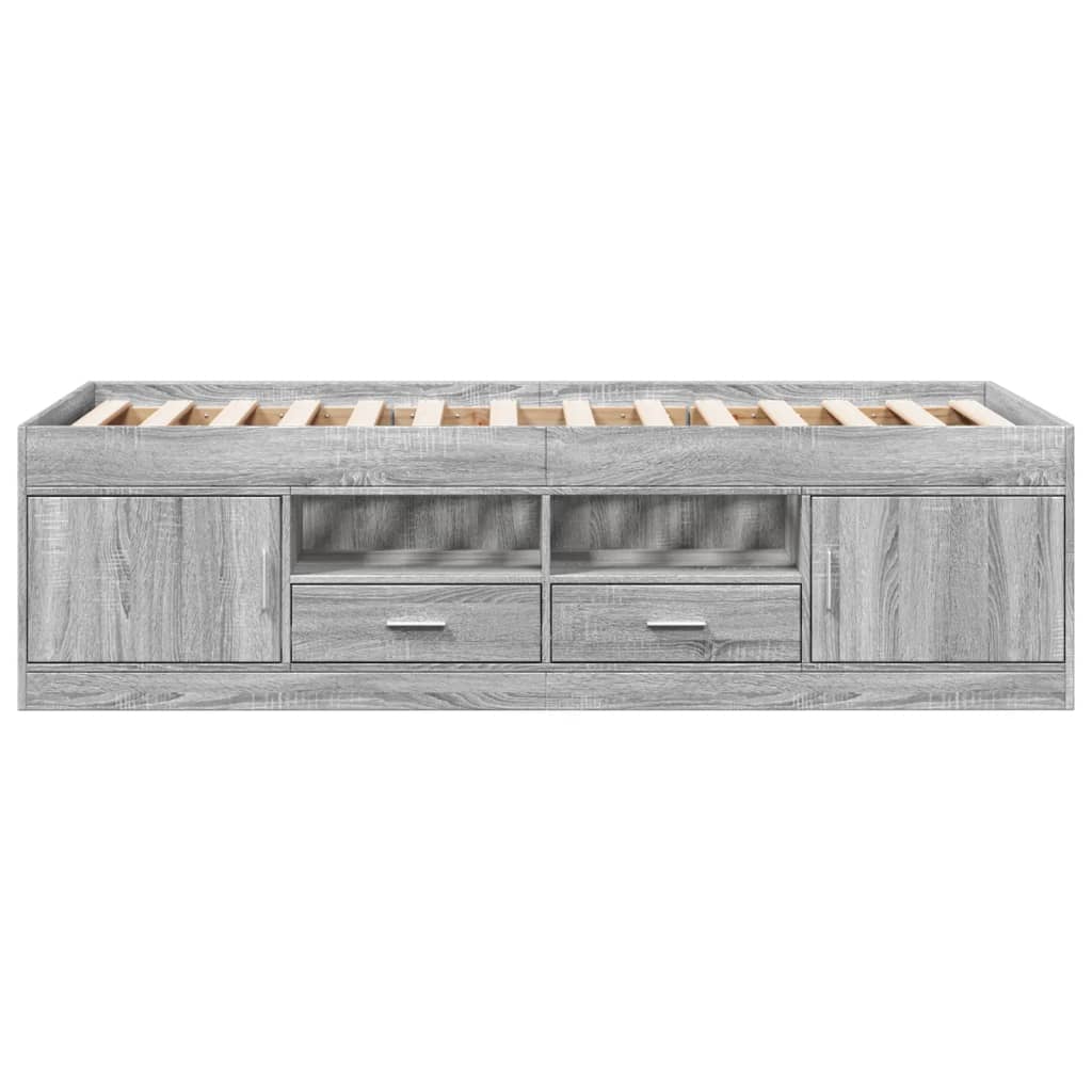 Daybed with Drawers Grey Sonoma 100x200 cm Engineered Wood