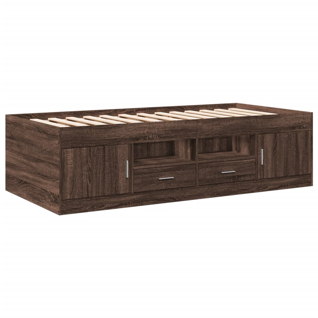 Daybed with Drawers without Mattress Brown Oak 100x200 cm