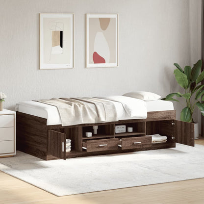 Daybed with Drawers without Mattress Brown Oak 100x200 cm