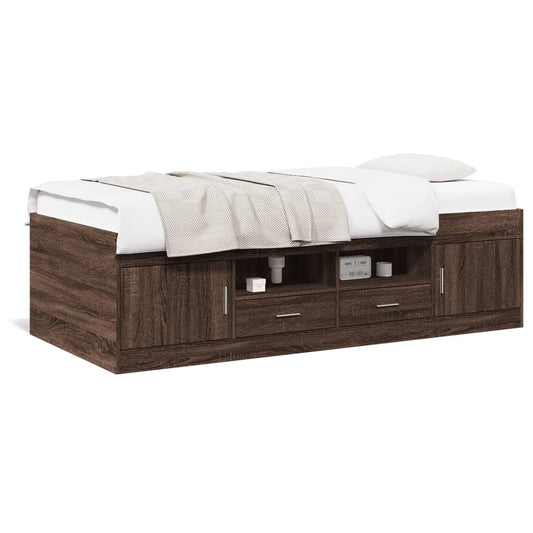 Daybed with Drawers without Mattress Brown Oak 100x200 cm