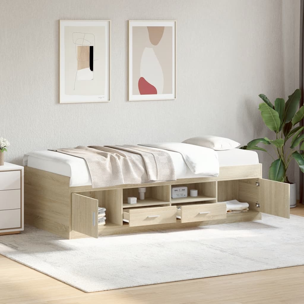 Daybed with Drawers Sonoma Oak 90x200 cm Engineered Wood