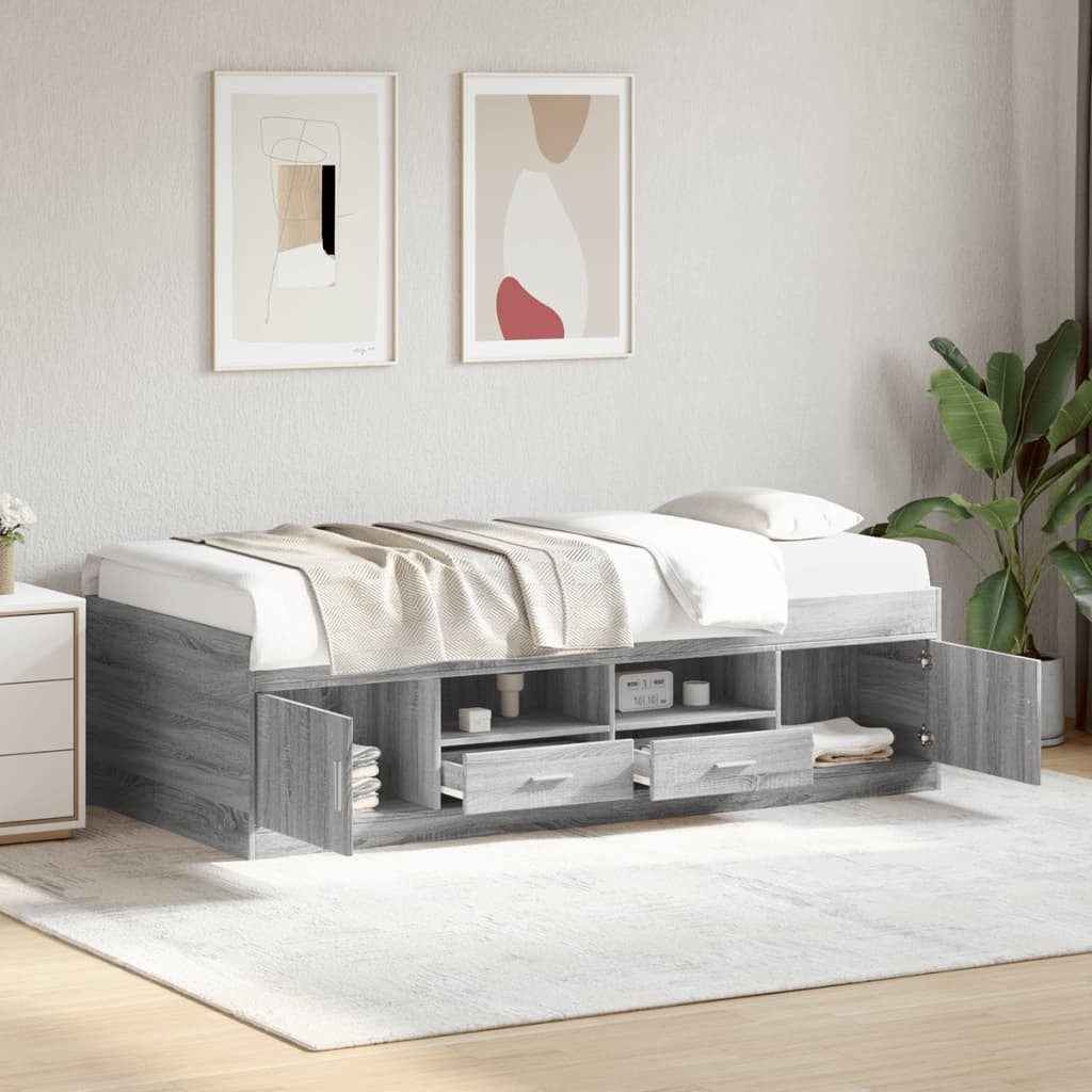 Daybed with Drawers Grey Sonoma 90x200 cm Engineered Wood