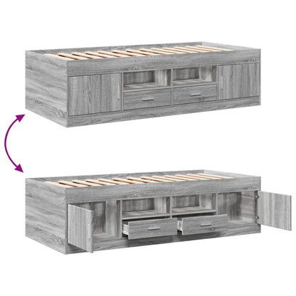 Daybed with Drawers Grey Sonoma 90x200 cm Engineered Wood