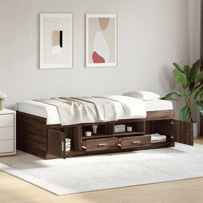 Daybed with Drawers without Mattress Brown Oak 90x200 cm