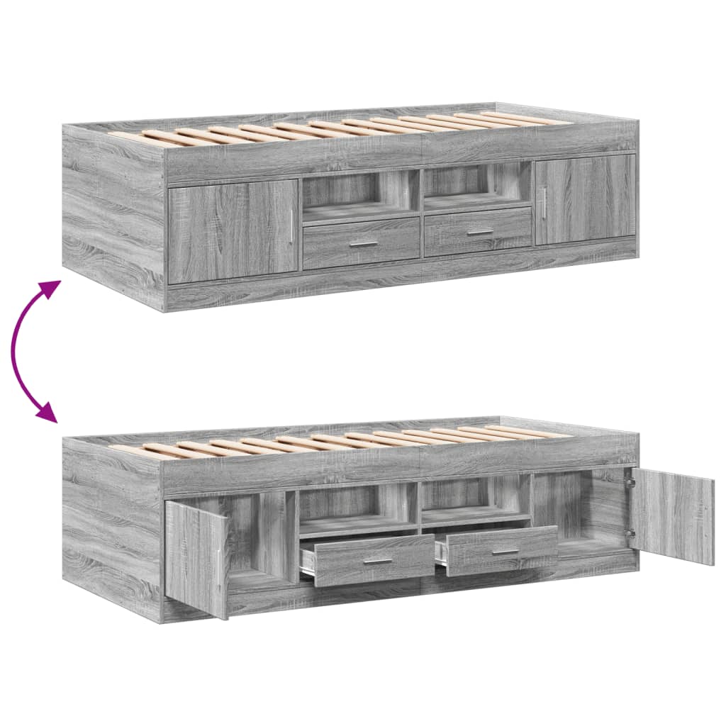 Daybed with Drawers without Mattress Grey Sonoma 90x190 cm Single