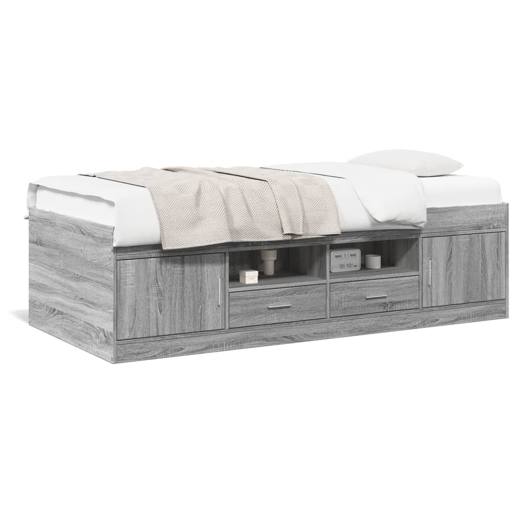 Daybed with Drawers without Mattress Grey Sonoma 90x190 cm Single