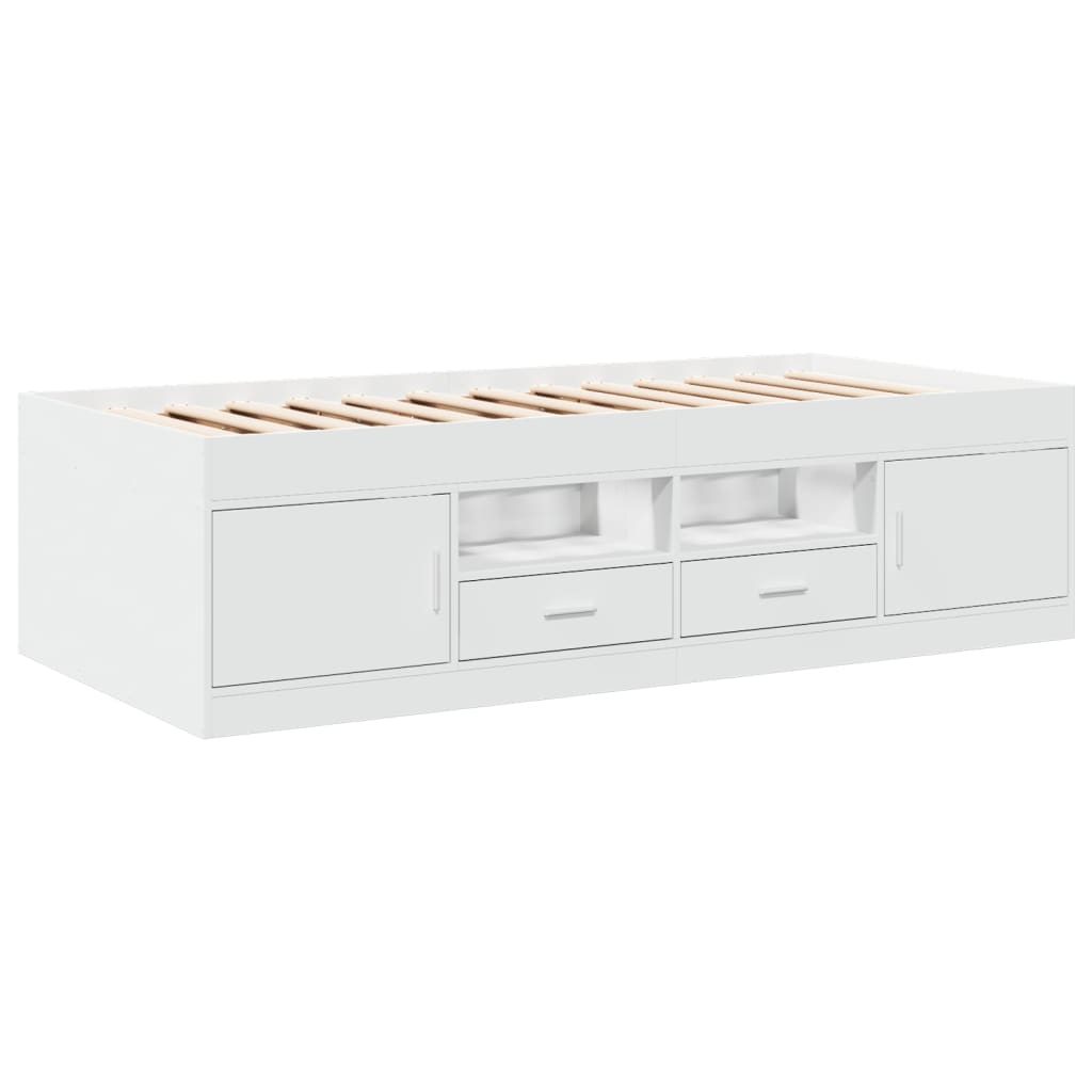 Daybed with Drawers White 75x190 cm Engineered Wood