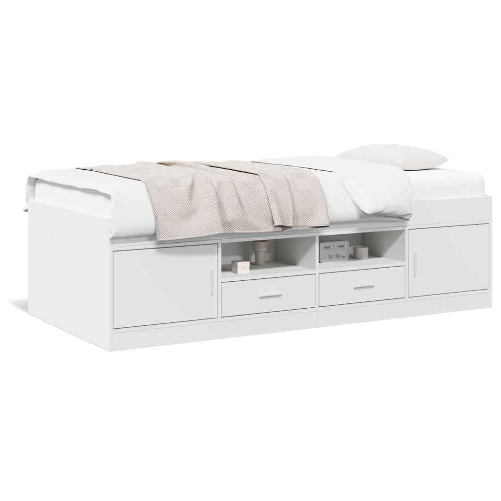 Daybed with Drawers White 75x190 cm Engineered Wood