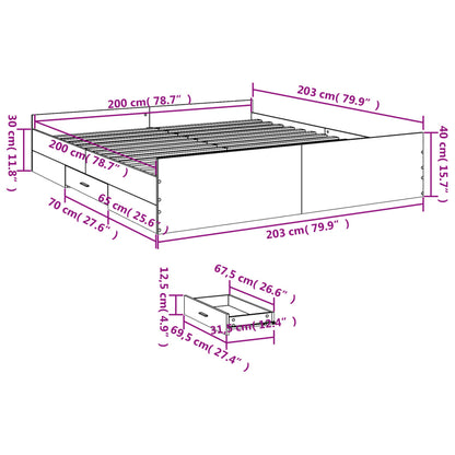 Bed Frame with Drawers Sonoma Oak 200x200 cm Engineered Wood