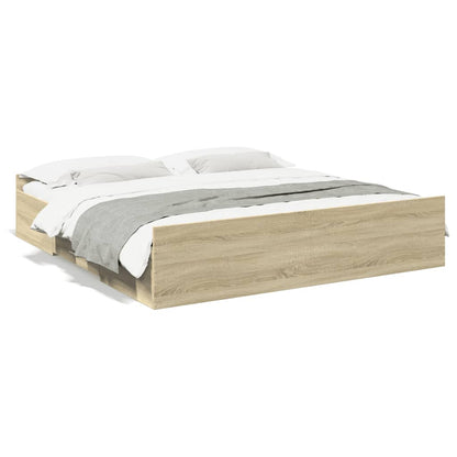 Bed Frame with Drawers Sonoma Oak 200x200 cm Engineered Wood