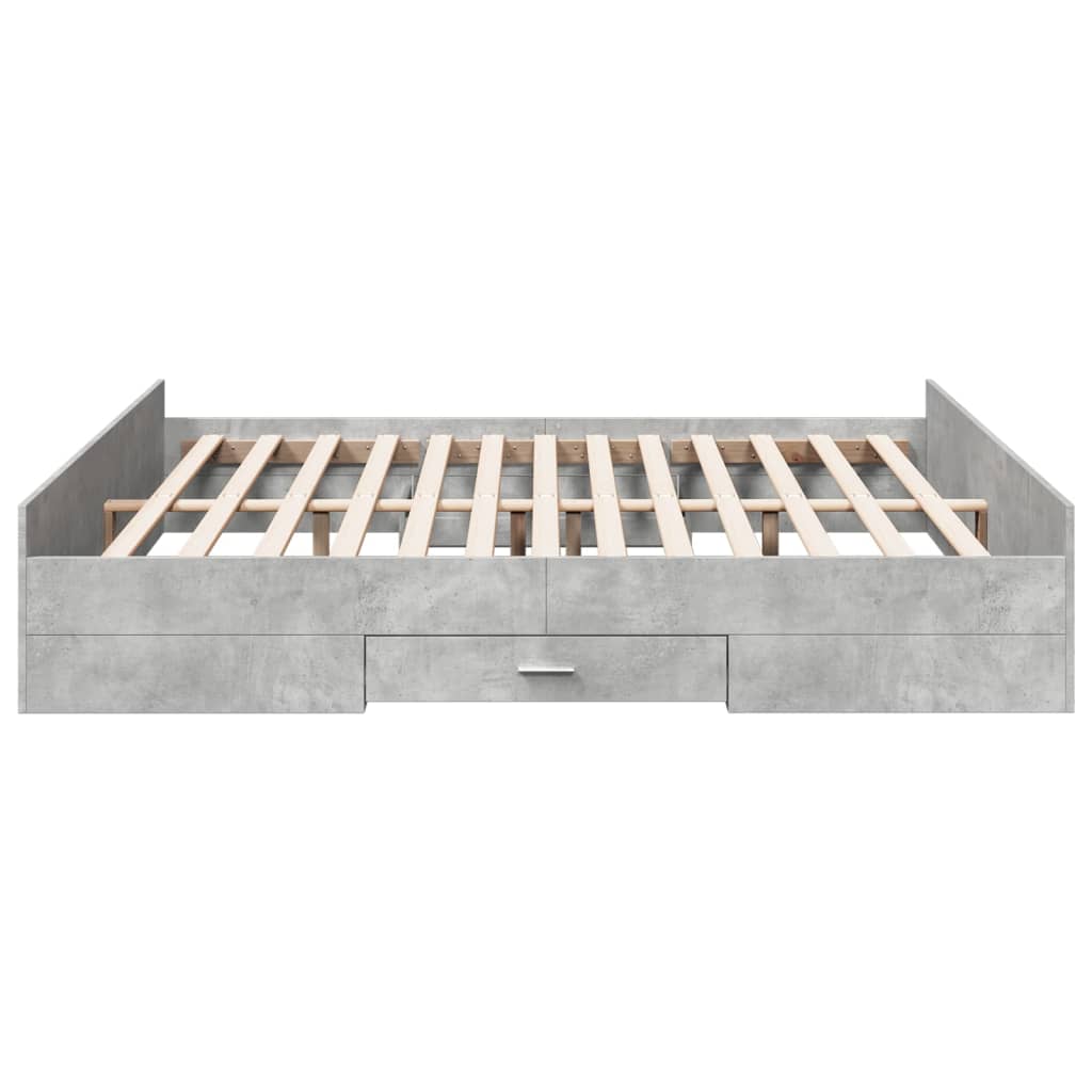 Bed Frame with Drawers Concrete Grey 200x200 cm Engineered Wood