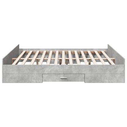 Bed Frame with Drawers Concrete Grey 200x200 cm Engineered Wood