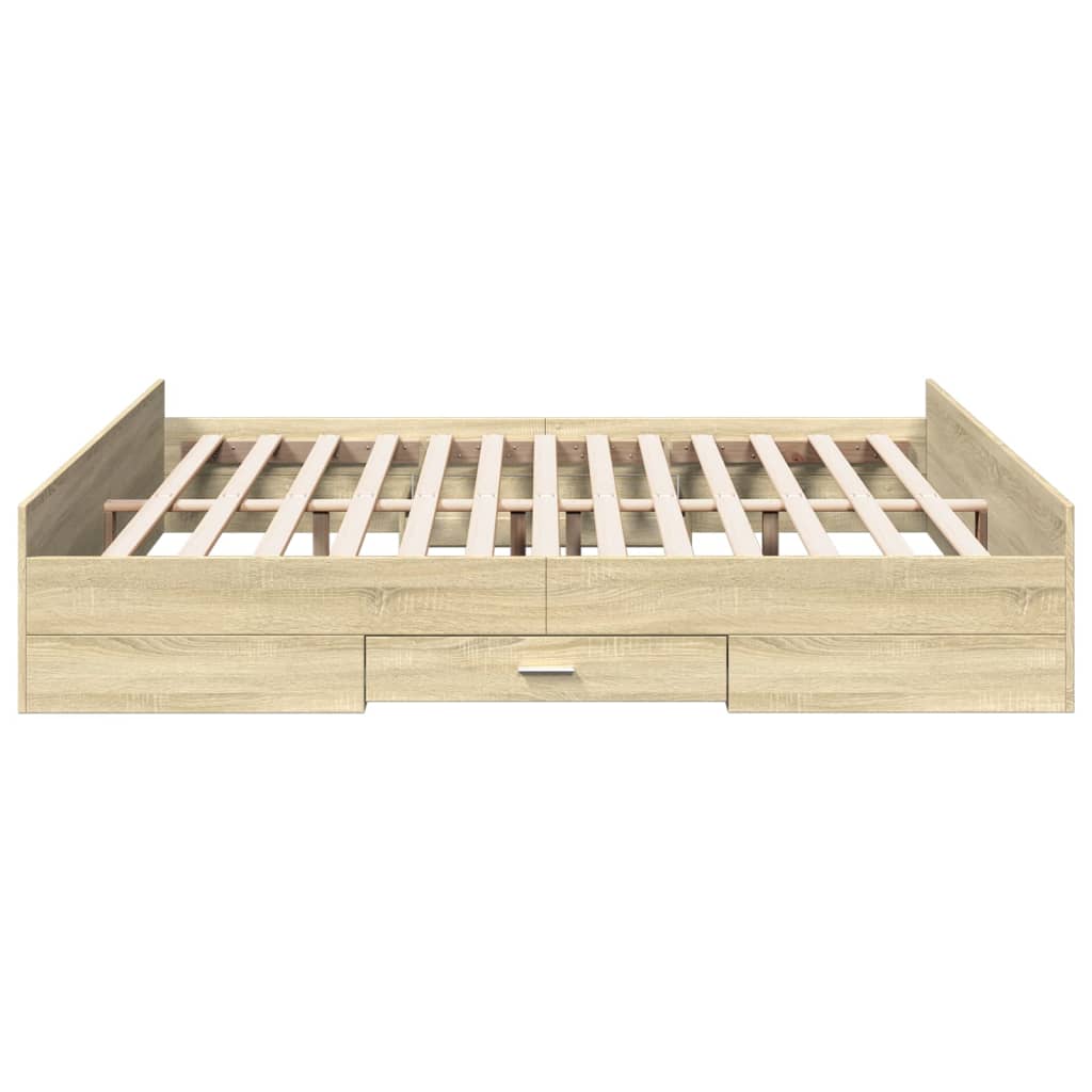 Bed Frame with Drawers without Mattress Sonoma Oak 180x200 cm Super King