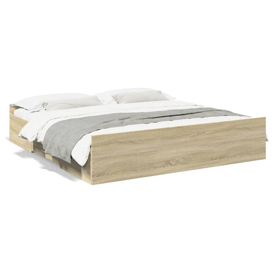 Bed Frame with Drawers without Mattress Sonoma Oak 180x200 cm Super King