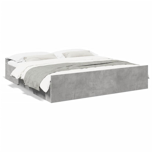 Bed Frame with Drawers Concrete Grey 180x200 cm Super King Engineered Wood