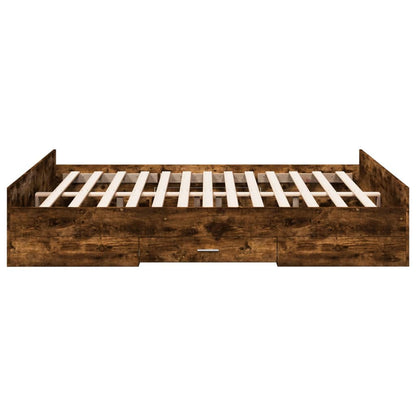 Bed Frame with Drawers without Mattress Smoked Oak 160x200 cm