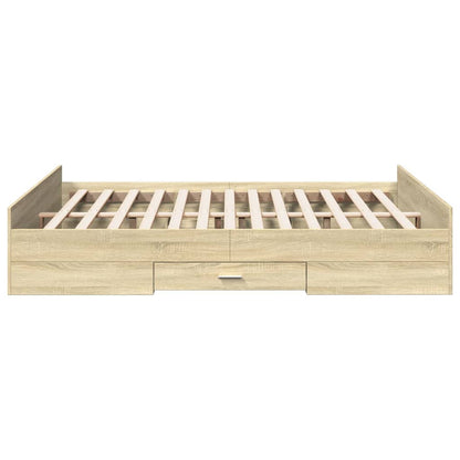 Bed Frame with Drawers without Mattress Sonoma Oak 150x200 cm King Size