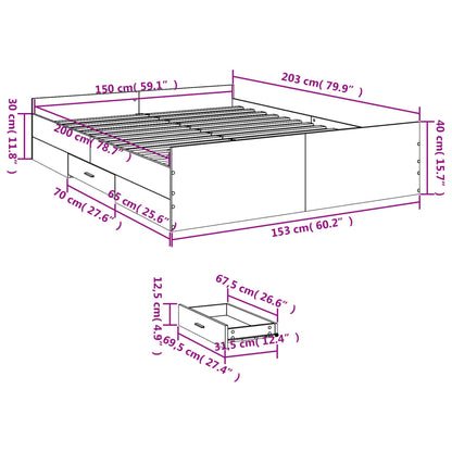 Bed Frame with Drawers without Mattress Sonoma Oak 150x200 cm King Size