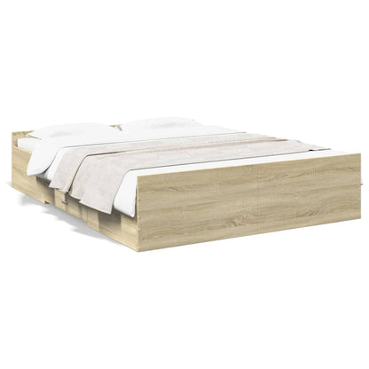 Bed Frame with Drawers without Mattress Sonoma Oak 150x200 cm King Size