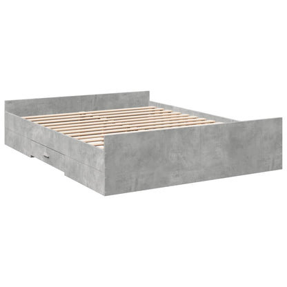 Bed Frame with Drawers without Mattress Concrete Grey 150x200 cm King Size