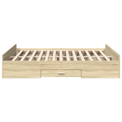 Bed Frame with Drawers Sonoma Oak 140x200 cm Engineered Wood