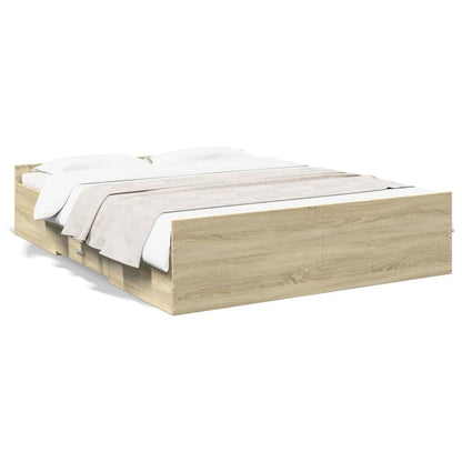 Bed Frame with Drawers Sonoma Oak 140x200 cm Engineered Wood