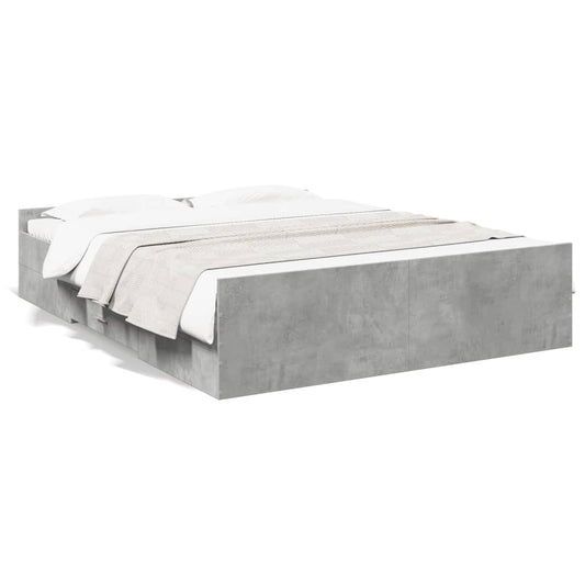 Bed Frame with Drawers without Mattress Concrete Grey 140x200 cm