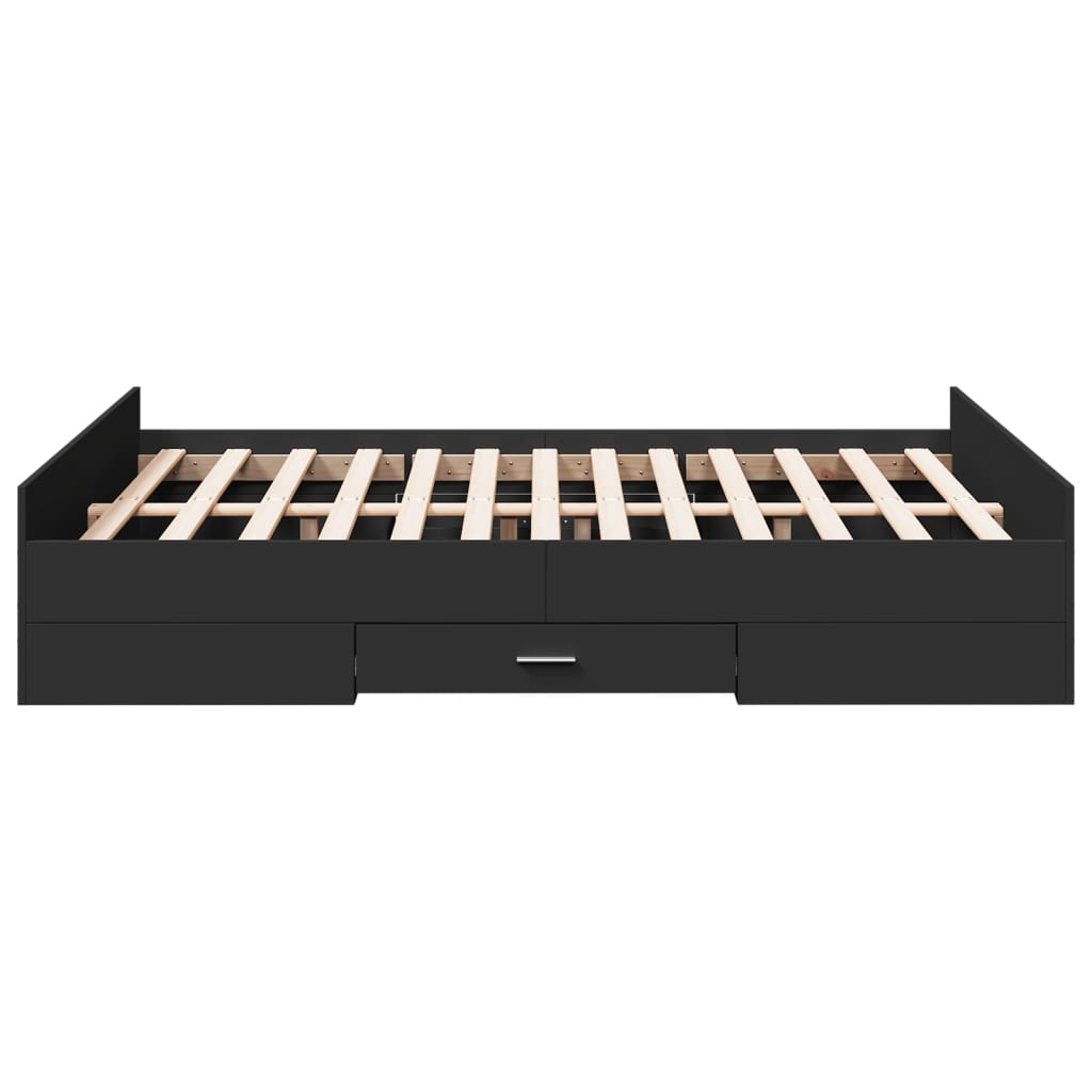 Bed Frame with Drawers without Mattress Black 120x200 cm