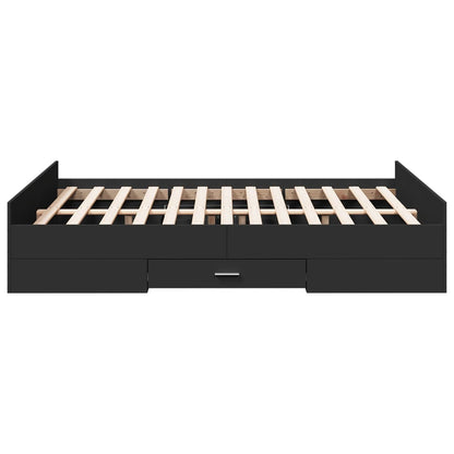 Bed Frame with Drawers without Mattress Black 120x200 cm