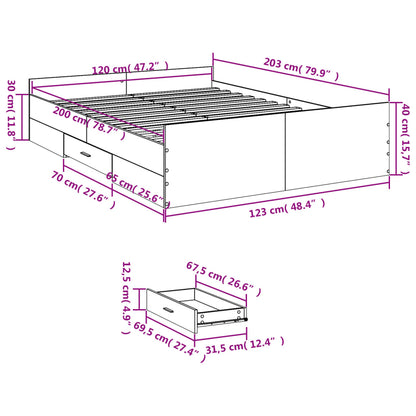 Bed Frame with Drawers without Mattress Black 120x200 cm