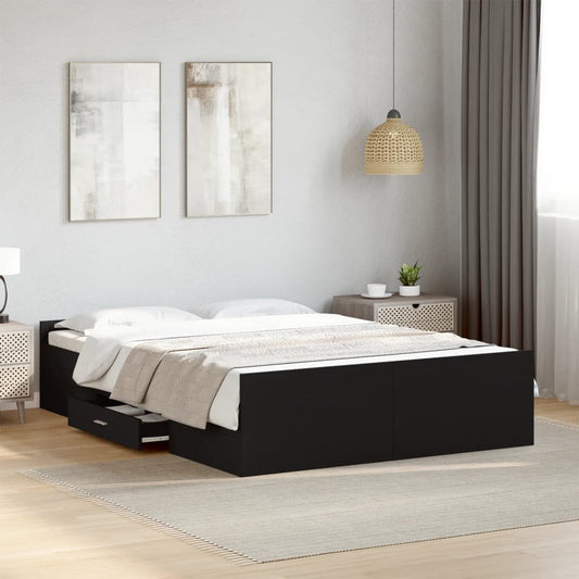 Bed Frame with Drawers without Mattress Black 120x200 cm