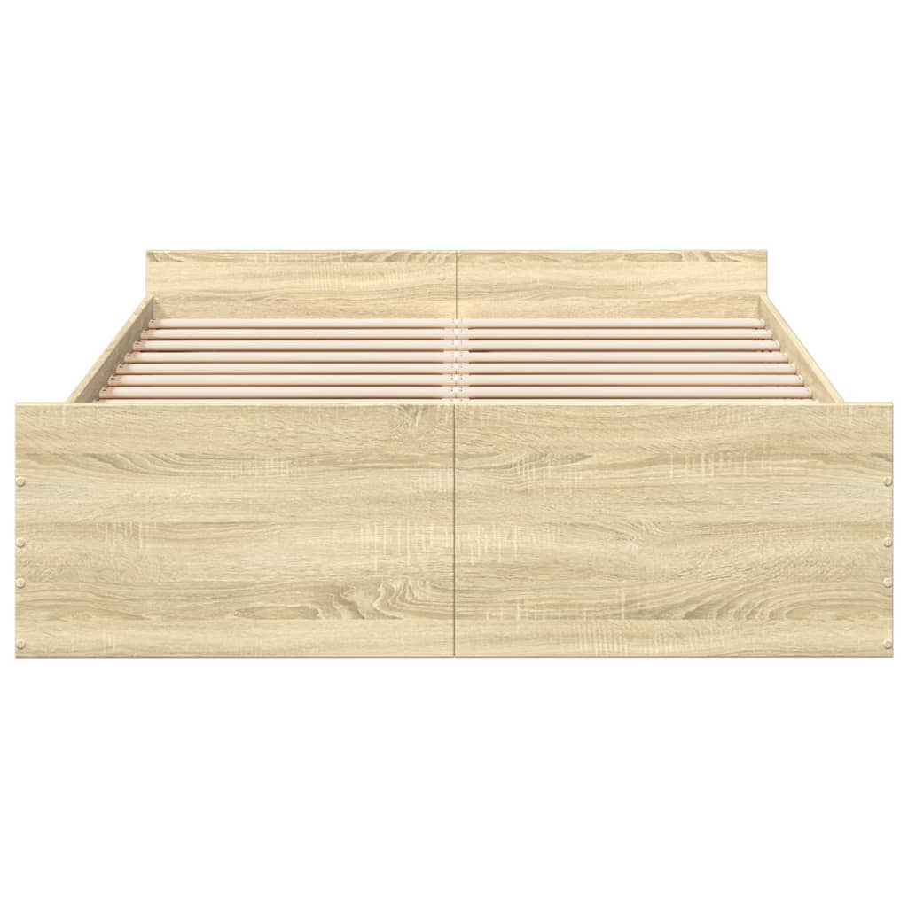 Bed Frame with Drawers without Mattress Sonoma Oak 120x200 cm