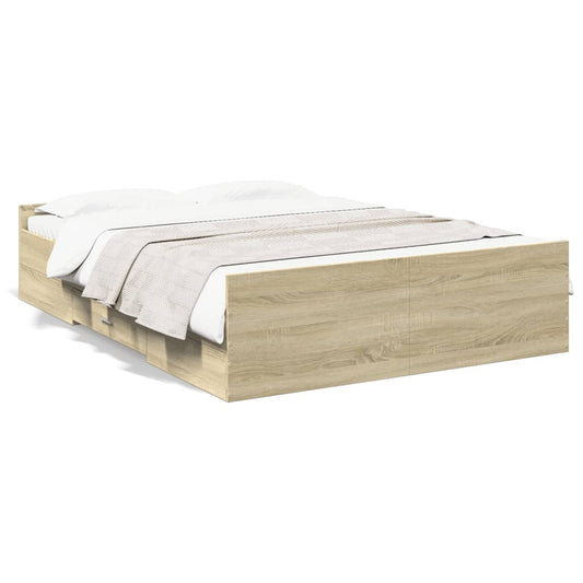 Bed Frame with Drawers without Mattress Sonoma Oak 120x200 cm