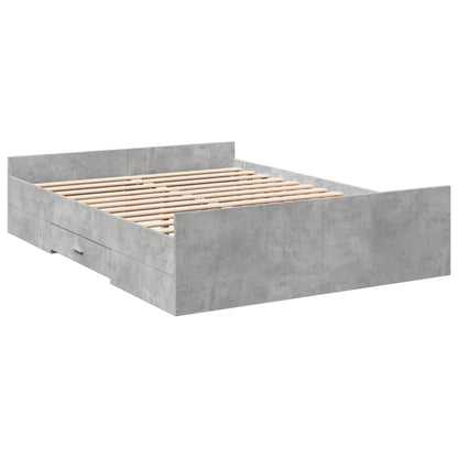 Bed Frame with Drawers without Mattress Concrete Grey 120x200 cm