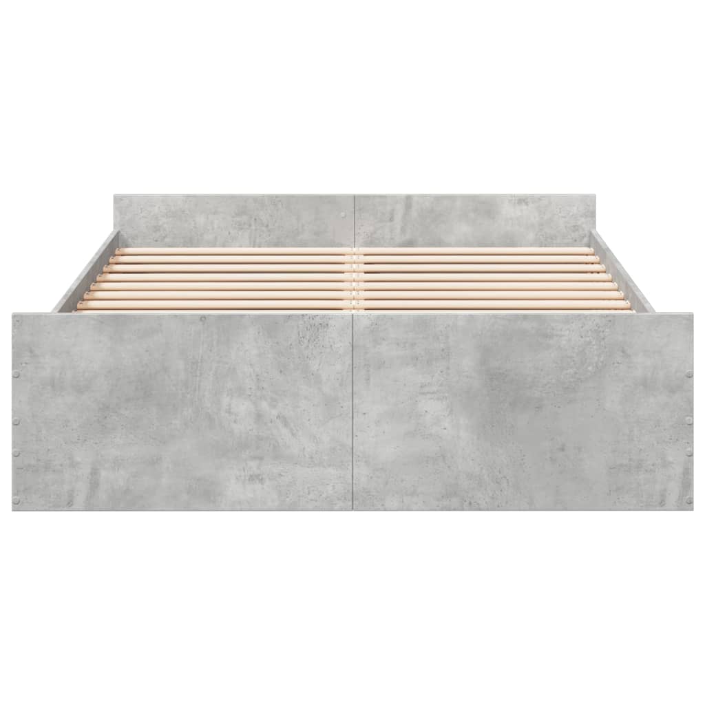 Bed Frame with Drawers without Mattress Concrete Grey 120x200 cm